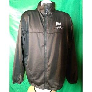 United States Olympic Committee Black Full Zip LongSleeve Track Jacket Size‎ XXL